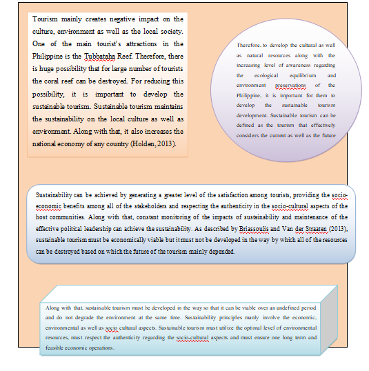 Introduction of sustainability in the tourism development